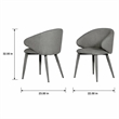 Pemberly Row Modern Fabric and Metal Dining Chairs in Gray (Set of 2)