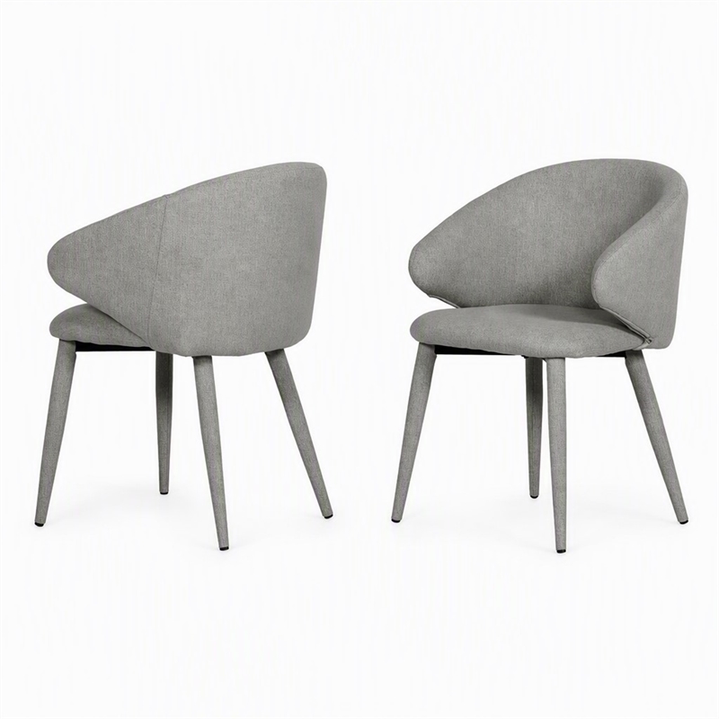 Pemberly Row Modern Fabric and Metal Dining Chairs in Gray (Set of 2)