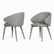 Pemberly Row Modern Fabric and Metal Dining Chairs in Gray (Set of 2)