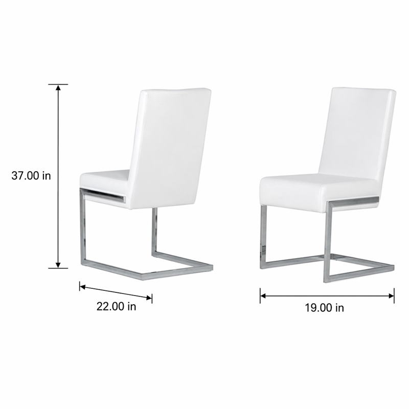 Pemberly Row Modern Faux Leather Dining Chairs in White (Set of 2)