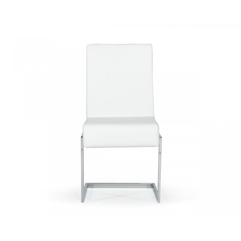 Pemberly Row Modern Faux Leather Dining Chairs in White (Set of 2)