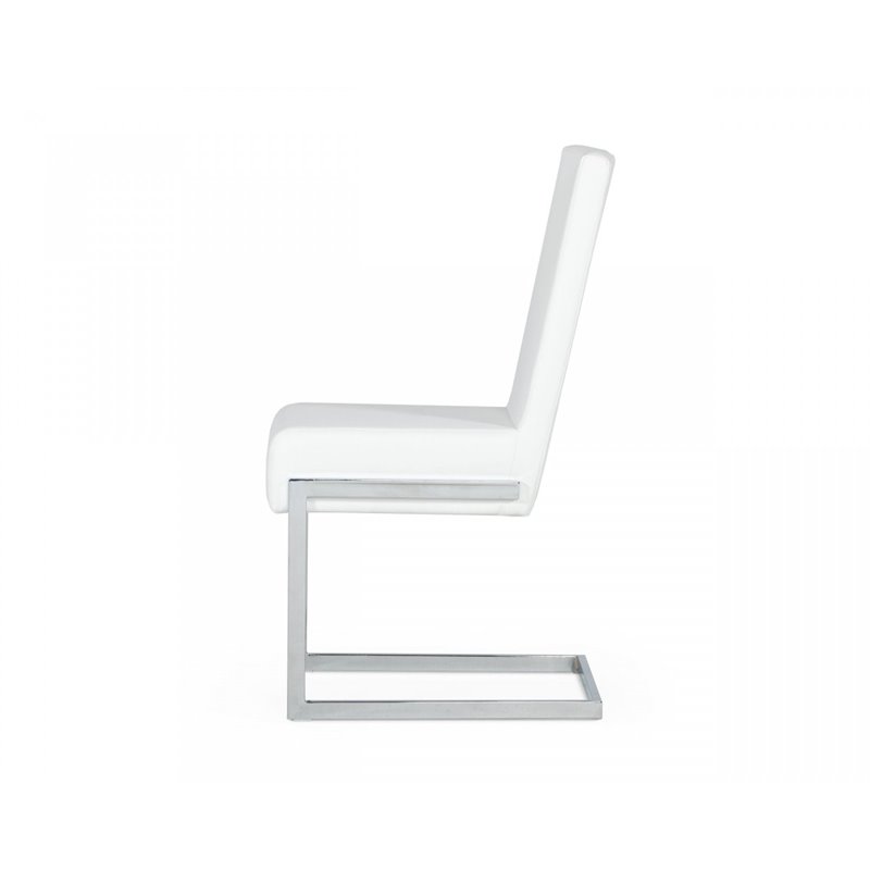 Pemberly Row Modern Faux Leather Dining Chairs in White (Set of 2)