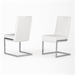 Pemberly Row Modern Faux Leather Dining Chairs in White (Set of 2)