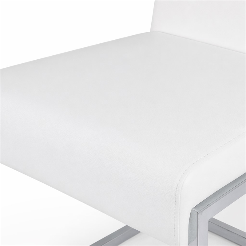 Pemberly Row Modern Faux Leather Dining Chairs in White (Set of 2)