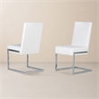 Pemberly Row Modern Faux Leather Dining Chairs in White (Set of 2)
