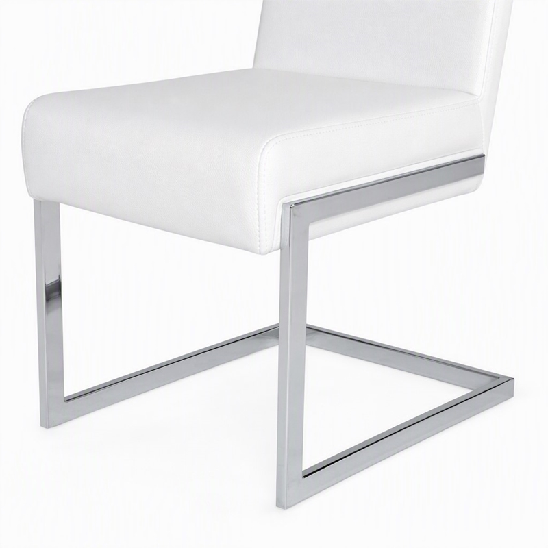 Pemberly Row Modern Faux Leather Dining Chairs in White (Set of 2)