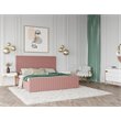 Pemberly Row Velvet Upholstered Channel Tufted Eastern King Bed in Mauve