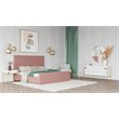 Pemberly Row Velvet Upholstered Channel Tufted Eastern King Bed in Mauve