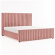 Pemberly Row Velvet Upholstered Channel Tufted Eastern King Bed in Mauve