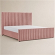 Pemberly Row Velvet Upholstered Channel Tufted Eastern King Bed in Mauve