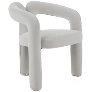 Pemberly Row Glam Velvet Upholstered Dining Chair in White
