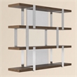 Pemberly Row Modern 4-Shelves Bookshelf in Walnut Veneer and Glass