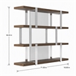 Pemberly Row Modern 4-Shelves Bookshelf in Walnut Veneer and Glass