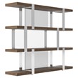 Pemberly Row Modern 4-Shelves Bookshelf in Walnut Veneer and Glass