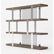 Pemberly Row Modern 4-Shelves Bookshelf in Walnut Veneer and Glass
