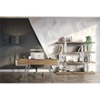 Pemberly Row Modern 4-Shelves Bookshelf in Walnut Veneer and Glass