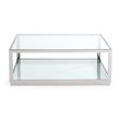 Pemberly Row Modern Glass and Stainless Steel Coffee Table in Silver and Clear