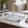 Pemberly Row Modern Glass and Stainless Steel Coffee Table in Silver and Clear
