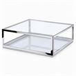 Pemberly Row Modern Glass and Stainless Steel Coffee Table in Silver and Clear