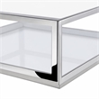 Pemberly Row Modern Glass and Stainless Steel Coffee Table in Silver and Clear