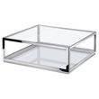 Pemberly Row Modern Glass and Stainless Steel Coffee Table in Silver and Clear
