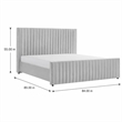 Pemberly Row Modern Velvet Upholstered Eastern King Bed in Gray