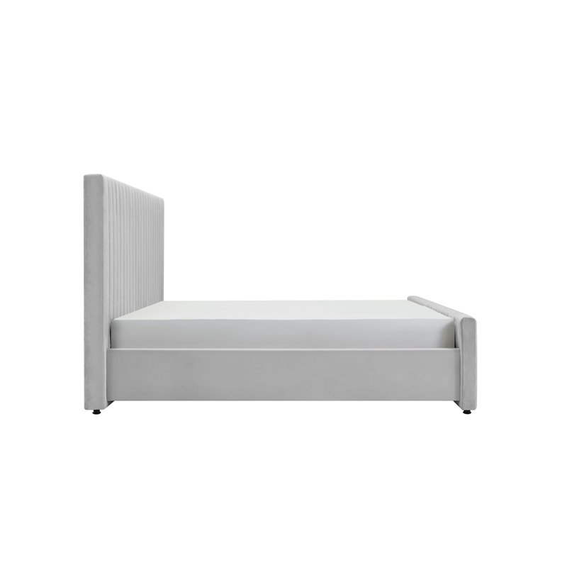 Pemberly Row Modern Velvet Upholstered Eastern King Bed in Gray
