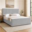 Pemberly Row Modern Velvet Upholstered Eastern King Bed in Gray