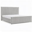 Pemberly Row Modern Velvet Upholstered Eastern King Bed in Gray