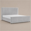 Pemberly Row Modern Velvet Upholstered Eastern King Bed in Gray