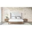 Pemberly Row Modern Fabric Upholstered Eastern King Bed in Walnut & Gray