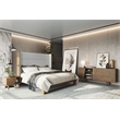Pemberly Row Modern Fabric Upholstered Eastern King Bed in Walnut & Gray