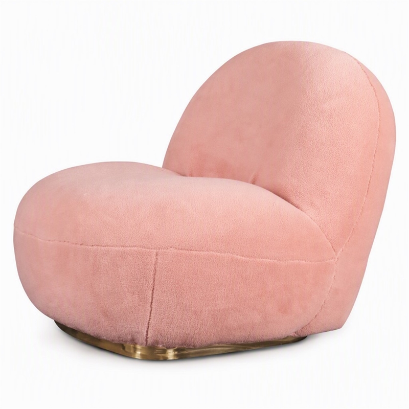 Pemberly Row Modern Sherpa Fabric Pink Accent Chair with 440 lb Capacity