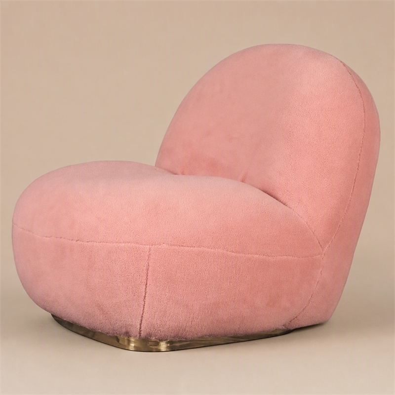 Pemberly Row Modern Sherpa Fabric Pink Accent Chair with 440 lb Capacity