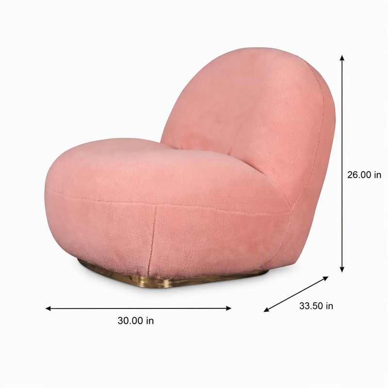 Pemberly Row Modern Sherpa Fabric Pink Accent Chair with 440 lb Capacity