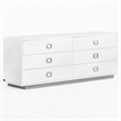 Pemberly Row 6-Drawer MDF Wood Dresser in White High Gloss