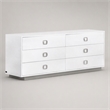 Pemberly Row 6-Drawer MDF Wood Dresser in White High Gloss