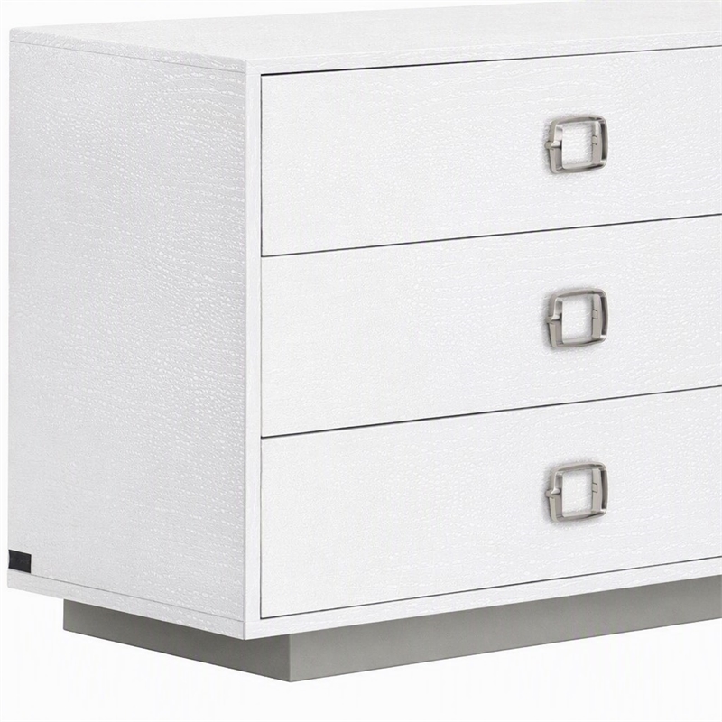 Pemberly Row 6-Drawer MDF Wood Dresser in White High Gloss