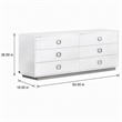 Pemberly Row 6-Drawer MDF Wood Dresser in White High Gloss