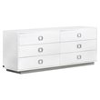 Pemberly Row 6-Drawer MDF Wood Dresser in White High Gloss