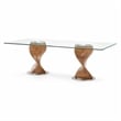 Pemberly Row Solid Wood and Glass Dining Table in Walnut and Clear Finish