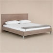 Pemberly Row Eastern King Bed in Brown Oak with Stainless Steel Legs