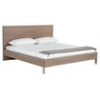 Pemberly Row Eastern King Bed in Brown Oak with Stainless Steel Legs