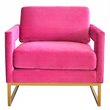 Pemberly Row Edna Upholstered Velvet Accent Chair in Pink and Gold