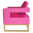 Pemberly Row Edna Upholstered Velvet Accent Chair in Pink and Gold