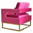 Pemberly Row Edna Upholstered Velvet Accent Chair in Pink and Gold