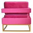 Pemberly Row Edna Upholstered Velvet Accent Chair in Pink and Gold