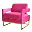 Pemberly Row Edna Upholstered Velvet Accent Chair in Pink and Gold