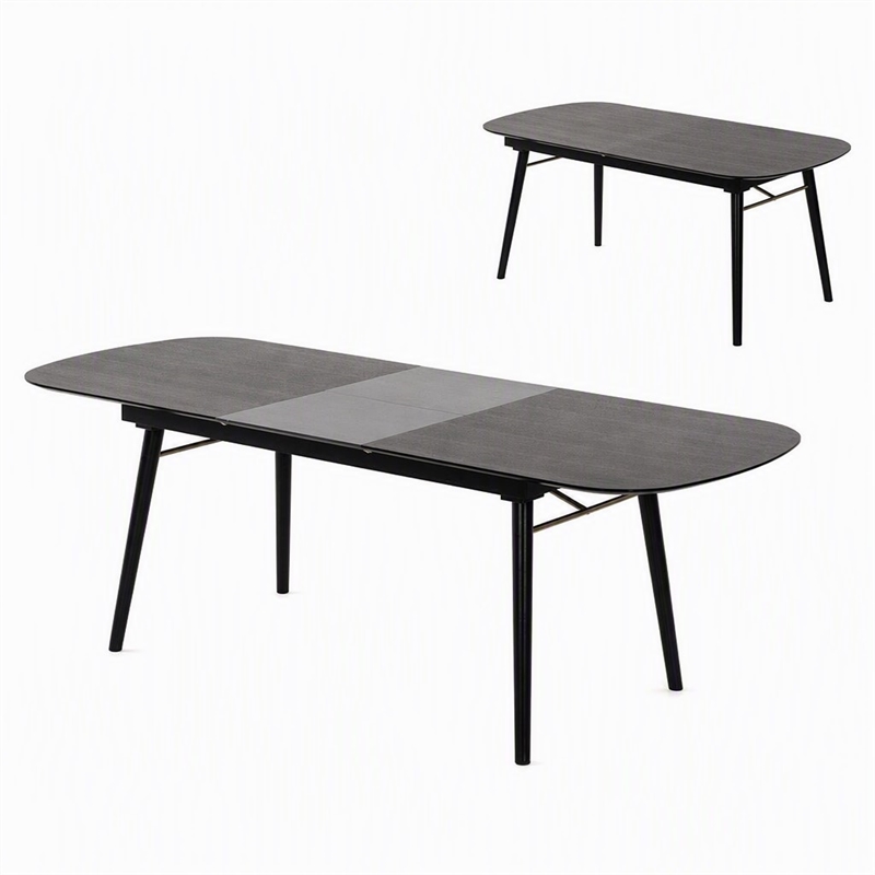 Pemberly Row Addax Solid Wood Extendable Dining Table in Black