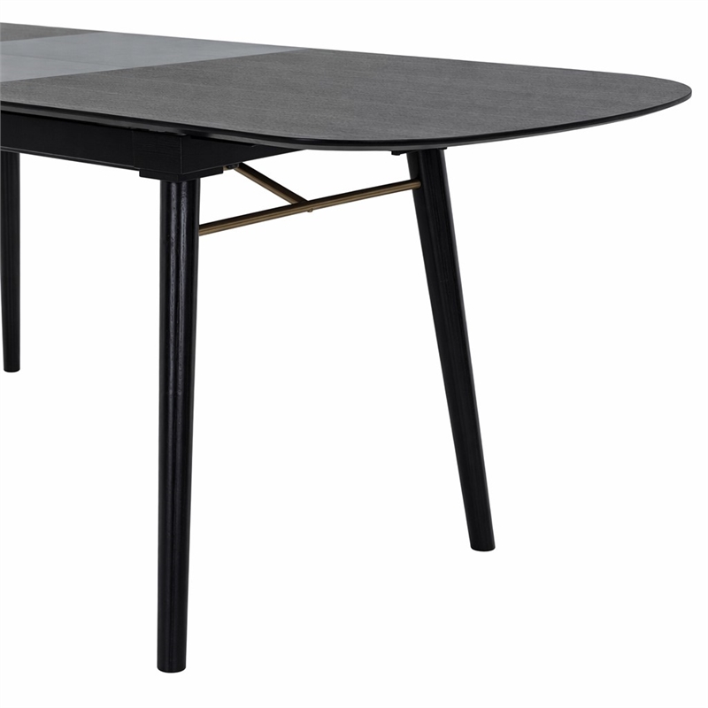Pemberly Row Addax Solid Wood Extendable Dining Table in Black